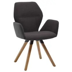 Armlehnstuhl in Holz, Textil Anthrazit, Graphitfarben