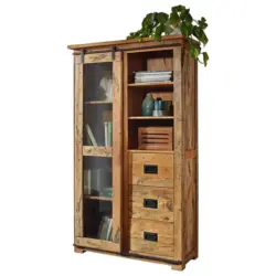 Vitrine in massiv Mangoholz Naturfarben