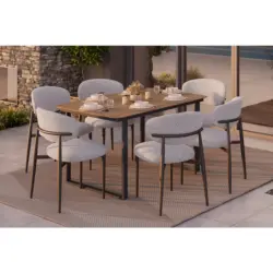 Gartentisch 135/74/80 cm Metall, Kunststoff Anthrazit, Naturfarben rechteckig