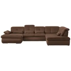 Wohnlandschaft in Mikrofaser Haselnussfarben