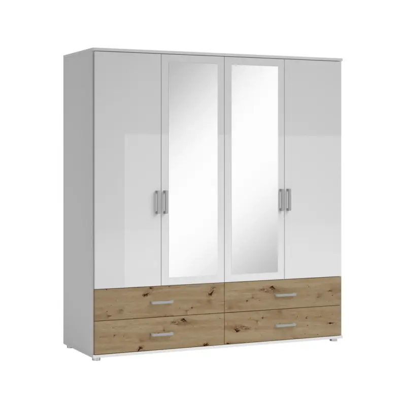 Kleiderschrank in Wei&szlig;, Eiche Artisan