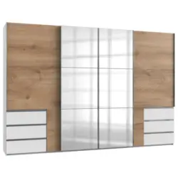 Schwebet&uuml;renschrank in Wei&szlig;, Eichefarben