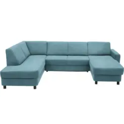 Wohnlandschaft in Webstoff Hellblau