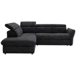 Ecksofa in Mikrofaser Dunkelgrau 224/254 cm