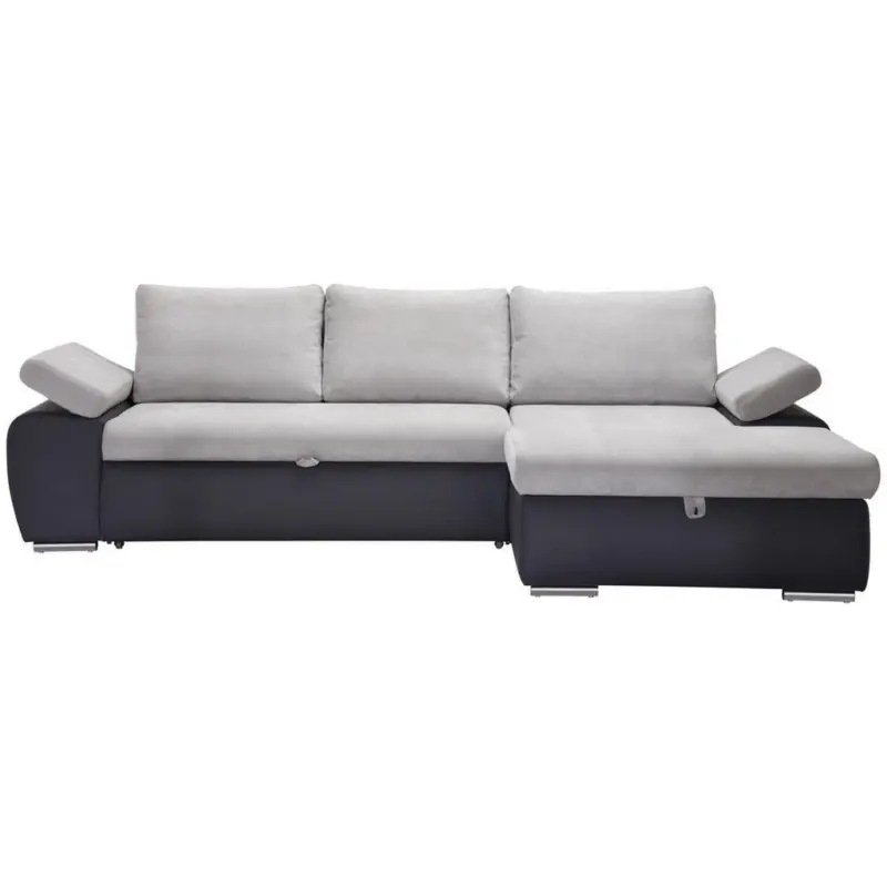 Ecksofa in Flachgewebe Hellgrau, Dunkelgrau 271/175 cm