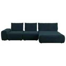 Ecksofa in Velours Dunkelblau 347/174 cm