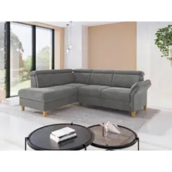 Ecksofa Glendale E in Flachgewebe Grau 193/247 cm