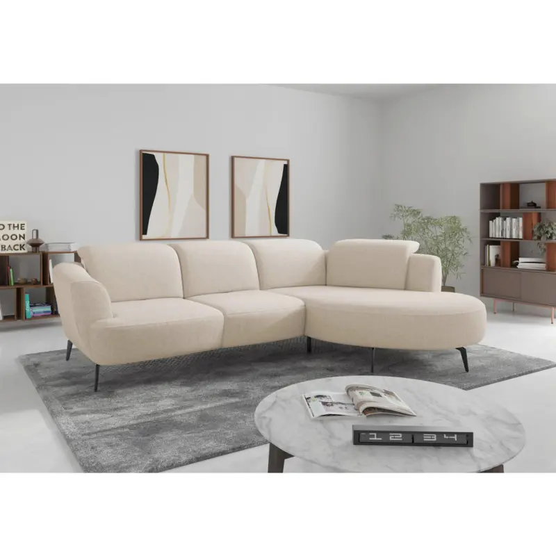 Ecksofa ZOE E in Flachgewebe Creme 309/199 cm