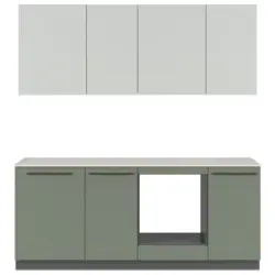 K&uuml;chenleerblock 210 cm in Grau, Dunkelgr&uuml;n, Hellgr&uuml;n