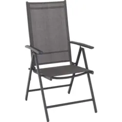 Gartenklappsessel in Metall, Textil Anthrazit, Braun