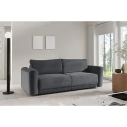 Schlafsofa Norman in gerippt Grau