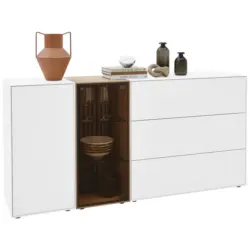 Sideboard Wei&szlig;, Eichefarben 184/90/44 cm