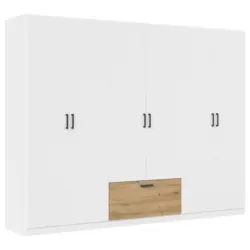 Kleiderschrank in Wei&szlig;, Eiche Artisan