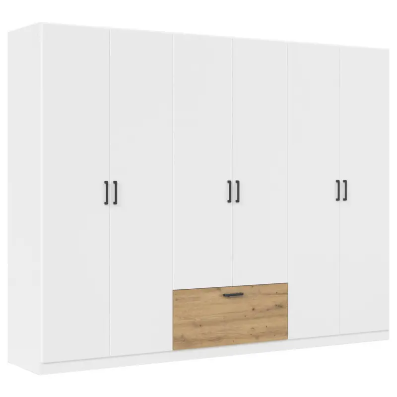 Kleiderschrank in Wei&szlig;, Eiche Artisan