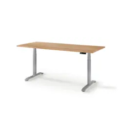 Schreibtisch 140/80/64-130 cm in Silberfarben, Eichefarben