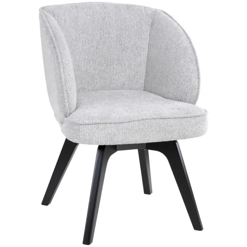 Armlehnstuhl in Holz, Textil Schwarz, Hellgrau