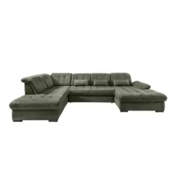 Wohnlandschaft in Chenille Dunkelgr&uuml;n