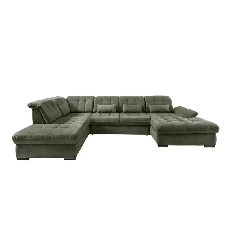 Wohnlandschaft in Chenille Dunkelgr&uuml;n