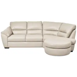 Ecksofa in Kombination Echtleder/Lederlook Wei&szlig; 273/194 cm
