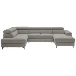 Wohnlandschaft Combo in Flachgewebe Dunkelgrau