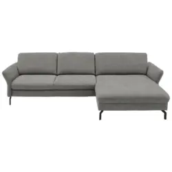 Ecksofa Beldomo System in Velours Hellgrau 306/179 cm