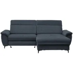 Ecksofa in Chenille Dunkelblau