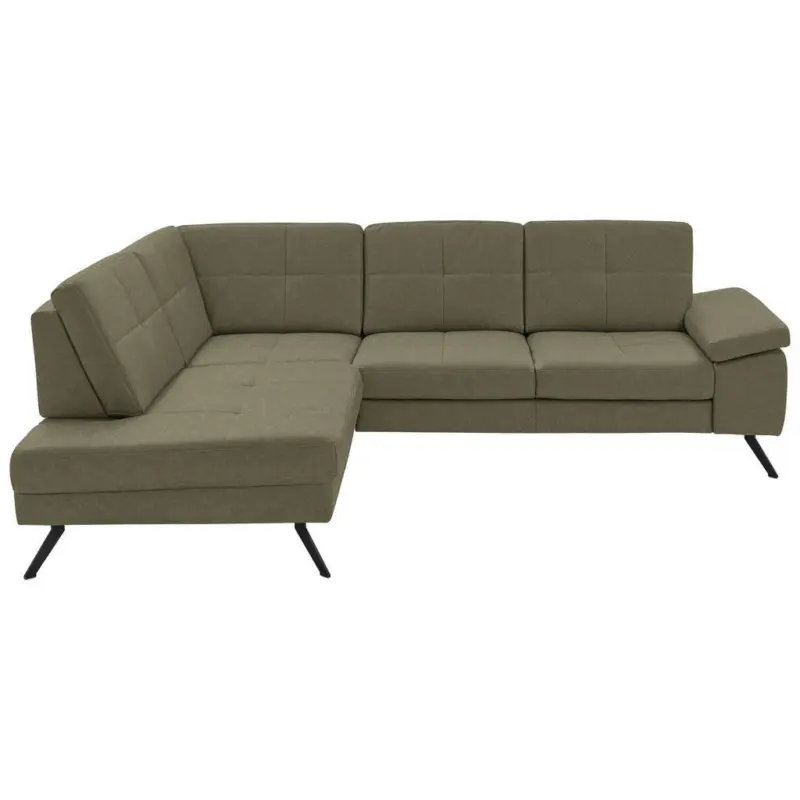 Ecksofa in Lederlook, Mikrofaser Gr&uuml;n 194/261 cm