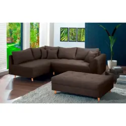 Ecksofa inkl. Hocker Ariella in Mikrofaser Graubraun 161/231 cm