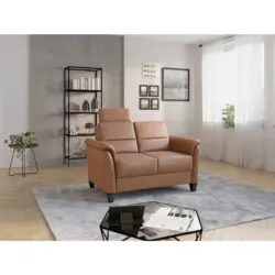 2-Sitzer-Sofa Palmera V in Mikrofaser Cognac