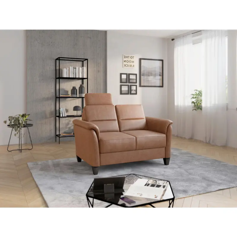2-Sitzer-Sofa Palmera V in Mikrofaser Cognac