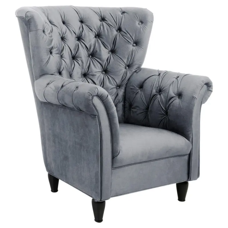 Ohrensessel in Velours Grau