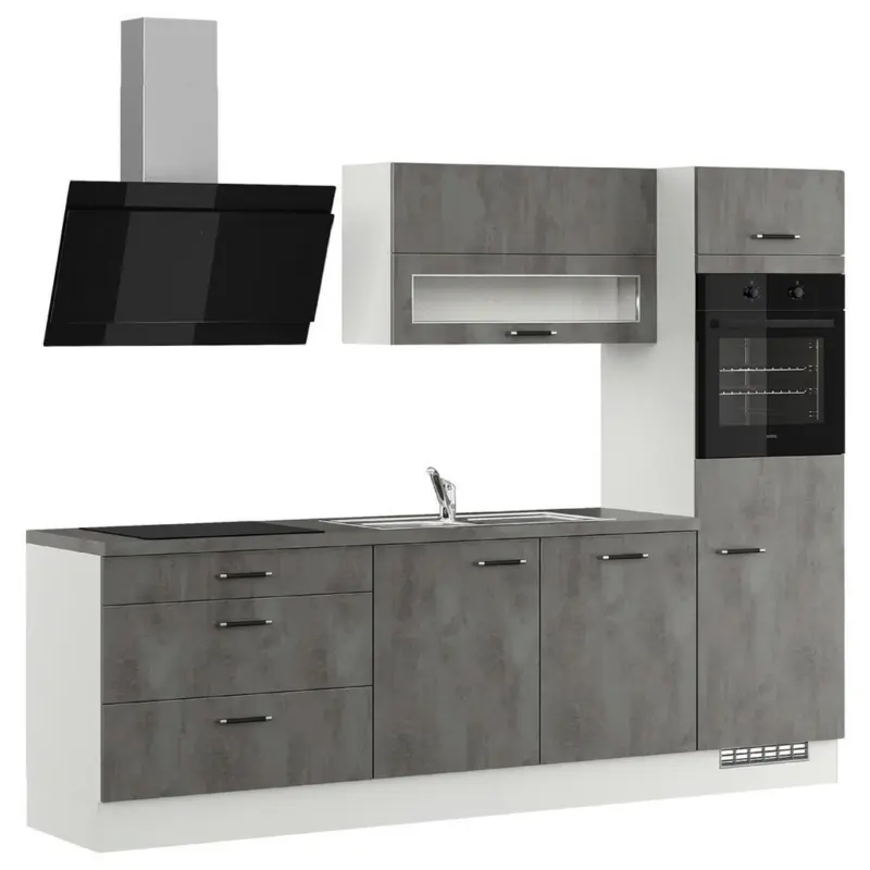 K&uuml;chenleerblock 270 cm in Grau