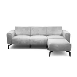 Dreisitzer inkl. Hocker Cosy in Samt Hellgrau