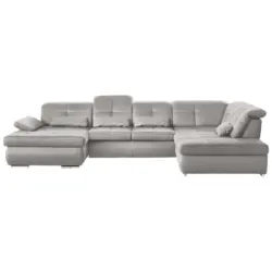 Wohnlandschaft in Mikrofaser Silberfarben