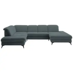 Wohnlandschaft in Chenille Blau