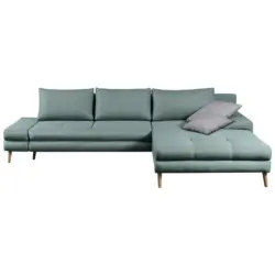 Ecksofa in Webstoff Hellblau 313/215 cm