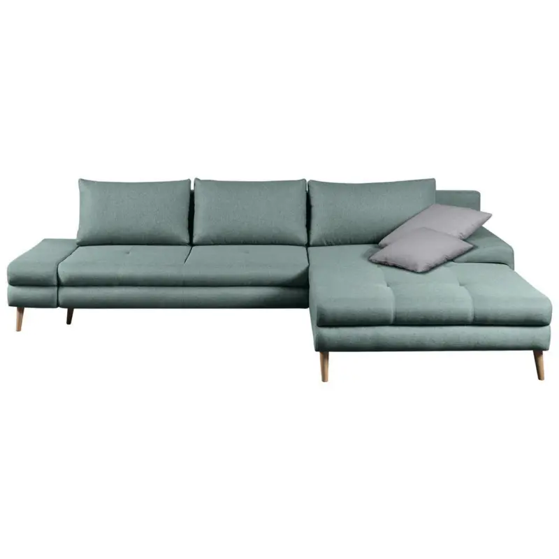 Ecksofa in Webstoff Hellblau 313/215 cm