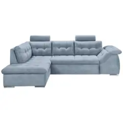 Ecksofa in Mikrovelours Blau 193/283 cm