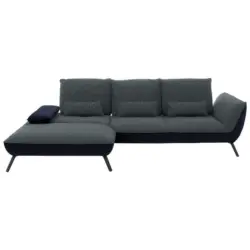 Ecksofa in Flachgewebe Blaugrau 191/301 cm