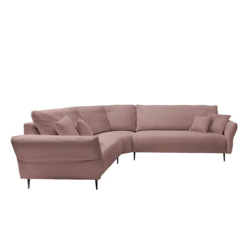 Ecksofa in Cord Rosa 256/294 cm