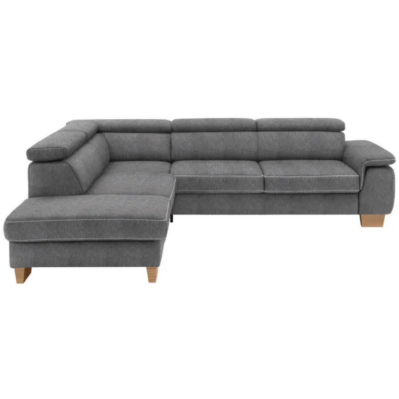 Ecksofa in Mikrofaser Grau 226/273 cm