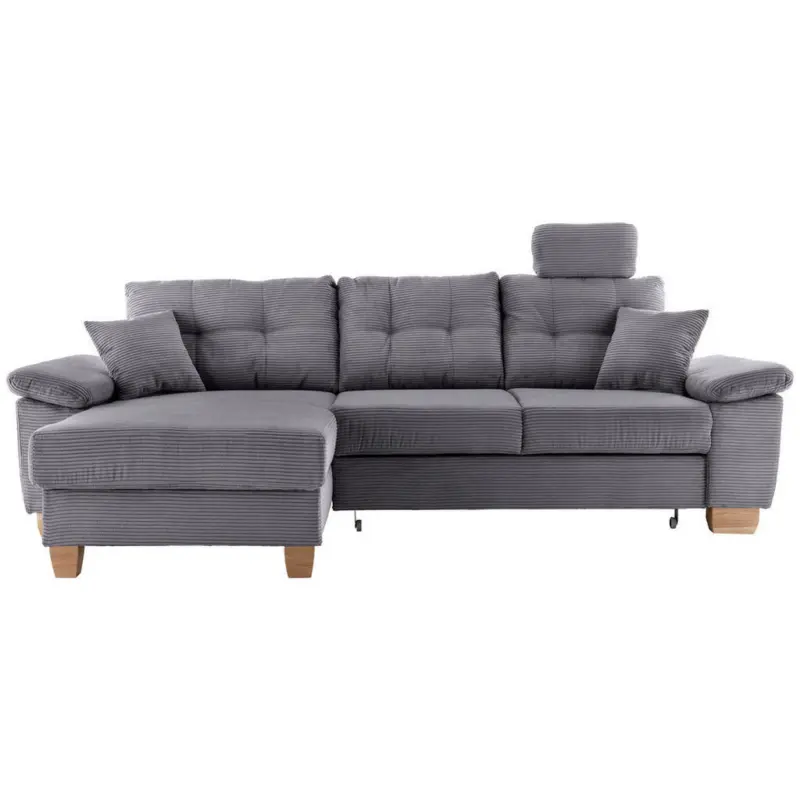 Ecksofa in Cord Grau
