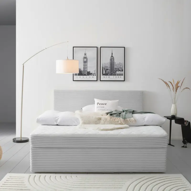 Boxbett 200/200 cm in Silberfarben