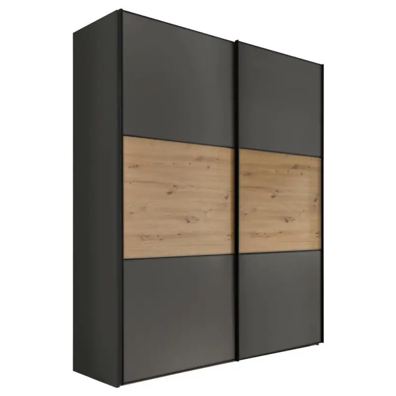 Schwebet&uuml;renschrank in Anthrazit, Eiche Artisan