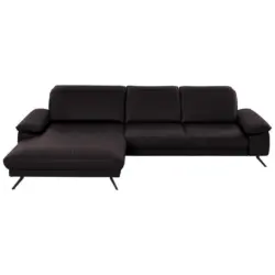 Ecksofa in Echtleder Dunkelbraun 193/328 cm