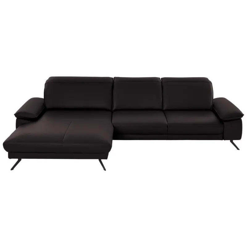 Ecksofa in Echtleder Dunkelbraun 193/328 cm