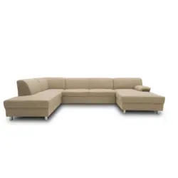 Wohnlandschaft in Webstoff Beige