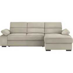 Ecksofa in Webstoff Beige 258/166 cm
