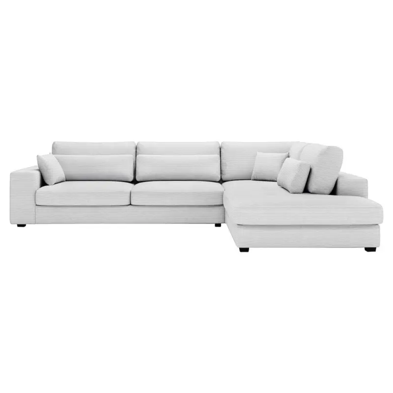 Ecksofa in Cord Hellgrau 314/250 cm