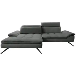 Ecksofa in Chenille Anthrazit 179-202/288 cm